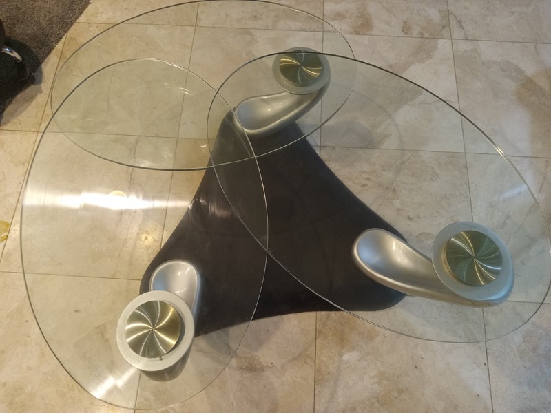 VINTAGE - ITALIAN CANTONI - SWIVEL - CONTEMPORARY GLASS COFFEE TABLE gallery