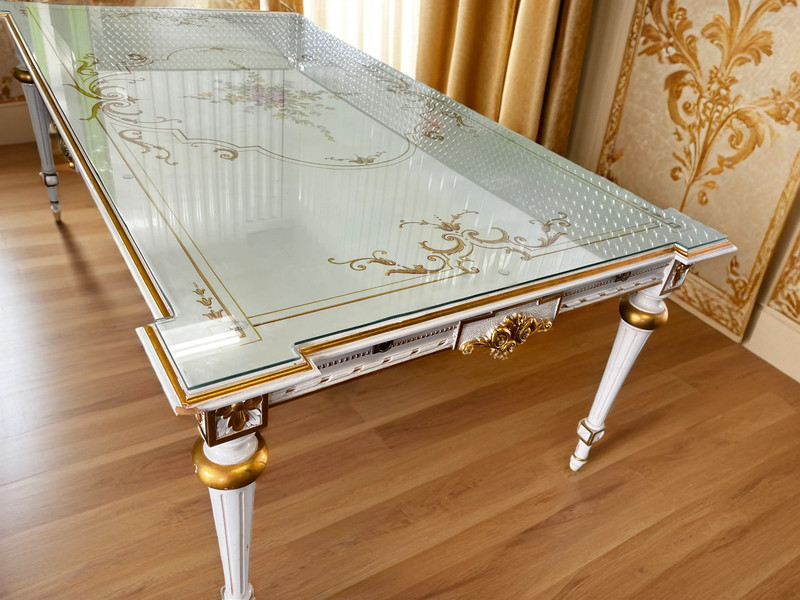French Dining Room Table Made In Italy Italian Quality With Glass Top Protector