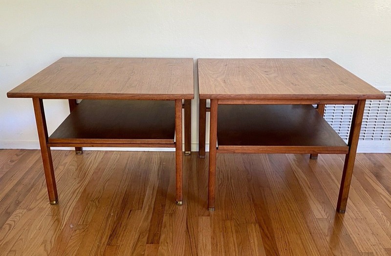 Pair of Vintage Edward Wormley for Dunbar Walnut Side Tables