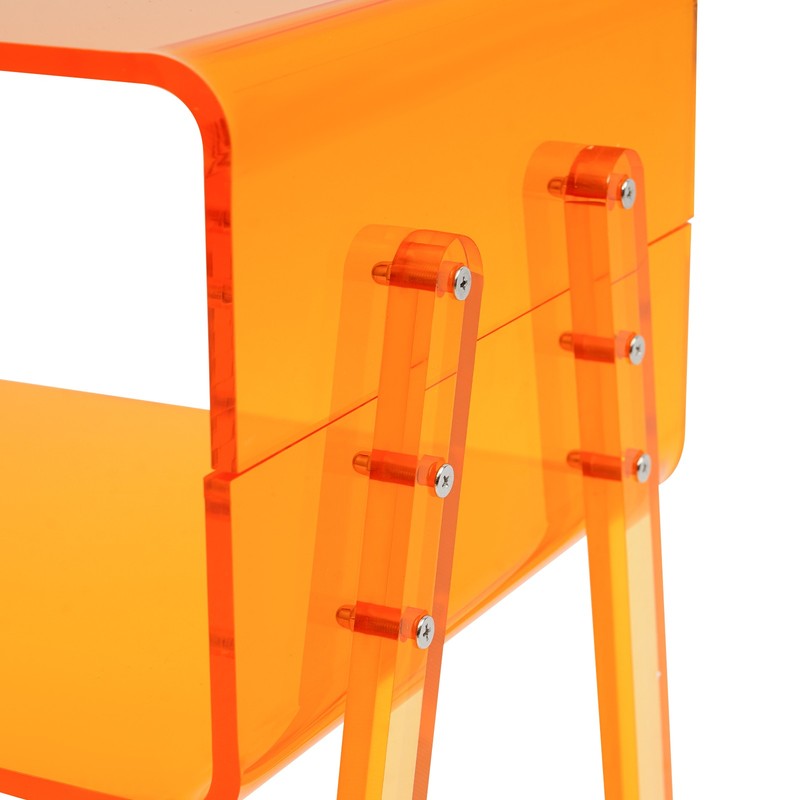 Acrylic Side Table, Orange 2-Tier End Table with Open Storage for Small Spaces gallery