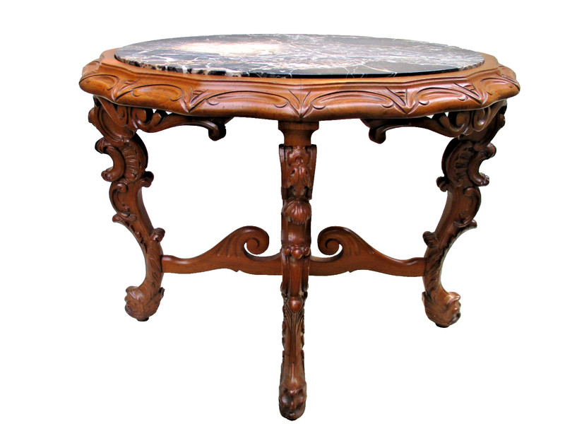 antique marble top coffee table vtg side table walnut accent table ship $60.00 gallery