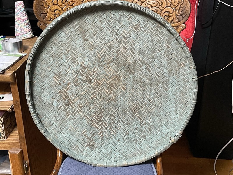 Vintage Round Wicker Rattan Bamboo Folding Table 2 Piece gallery