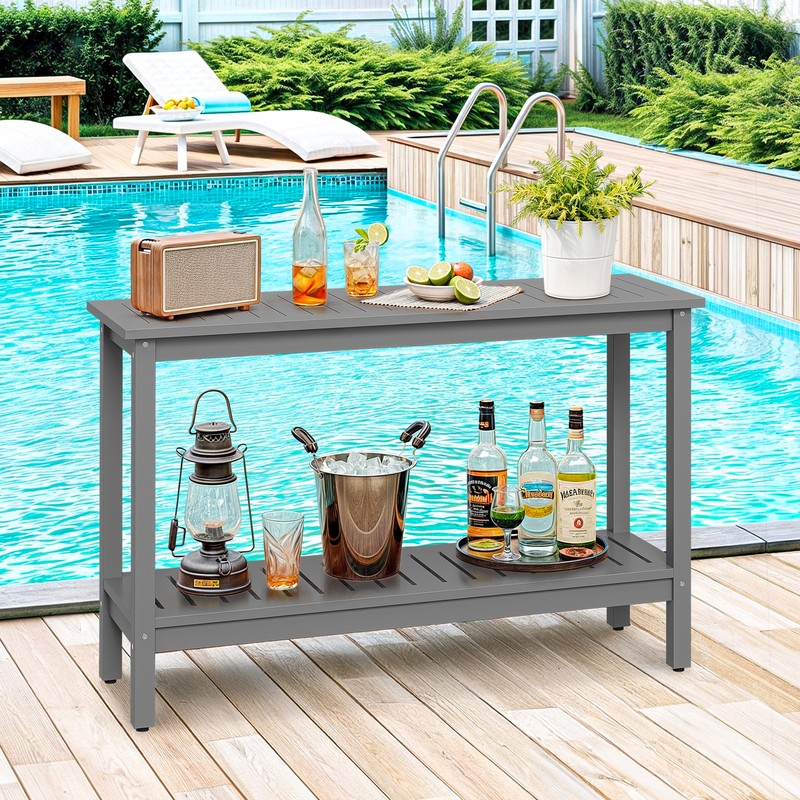48in Console Table In/Outdoor Multifunctional Buffet Bar Storage Organizer Gray gallery