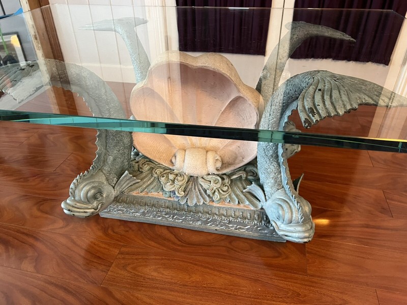 Special Vintage Neoclassical Cast Metal Bronze French Table Fish Koi Dolphin gallery