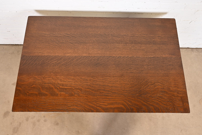 Gustav Stickley Mission Oak Arts & Crafts Trestle Library Table or Writing Desk gallery