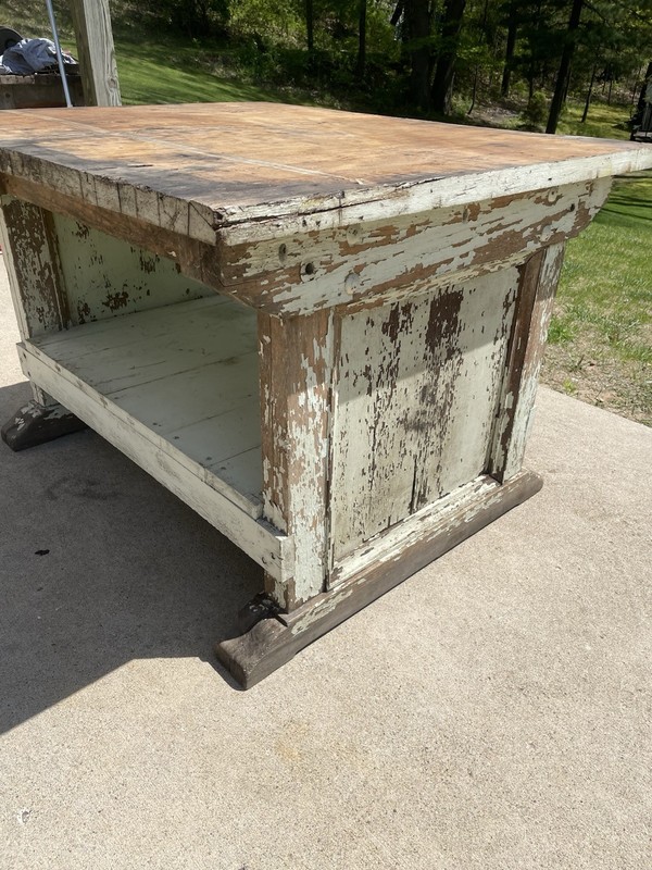 Antique Primitive General Store Counter Table 47L 39W 31H Old Chip Paint Solid gallery