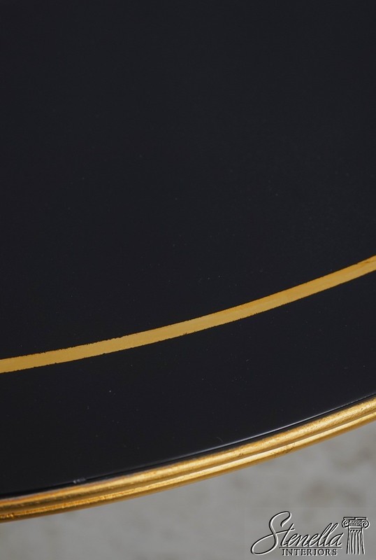 L70480: Neoclassical Hollywood Regency Large Ebony & Gold Oval Dining Table gallery