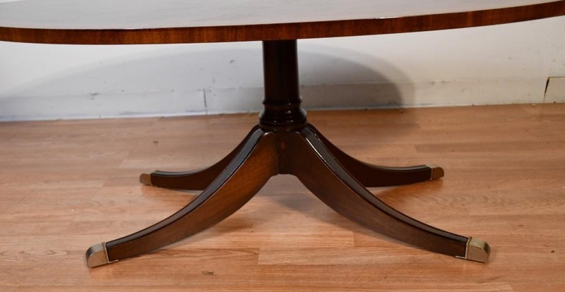 Vintage Ethan Allen Regency style Flame Mahogany banded Satinwood Coffee Table gallery