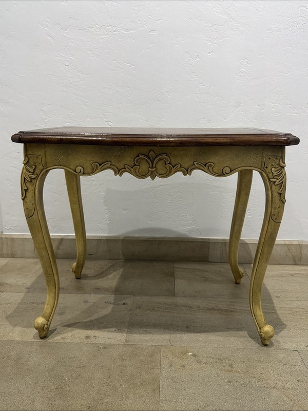 Vintage Maitland Smith HANDMADE Fleur De Lis Carved Accent Table Louis XV gallery