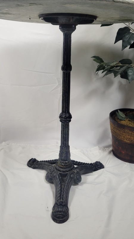 Marble Bistro Table, Cast Iron Pedestal Base, Pink Marble Top, Ice Cream Parlor gallery