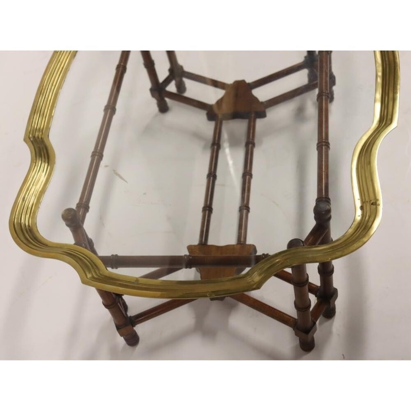 20th Century Hollywood Regency Style Faux-Bamboo Glass Tray-Top Coffee Table gallery