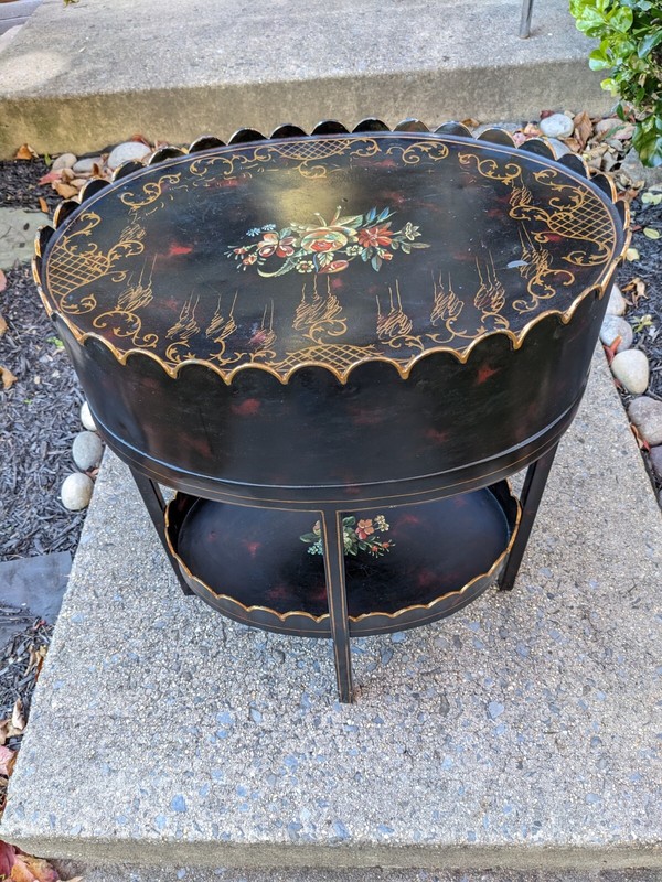 Maitland Smith Table English Regency Metal Black Painted Two Tier Vintage Rare!! gallery