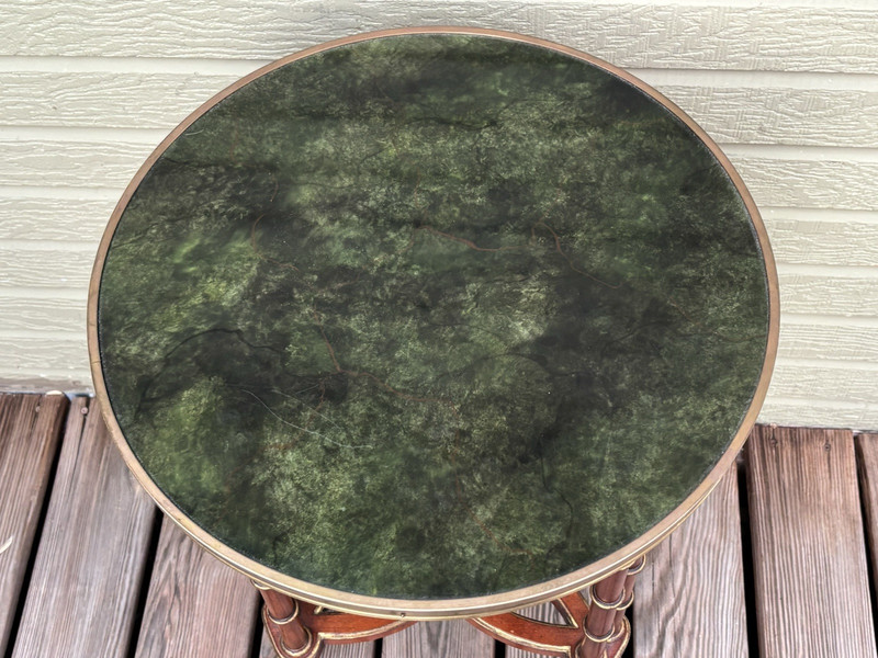 Beautiful John Widdicomb Marble Bronze Regency MCM Side End Table Signed Trinity gallery