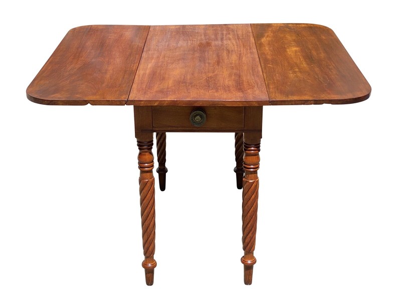 Antique Sheraton Mahogany Drop Leaf Dining Table with Rope Carved Legs gallery