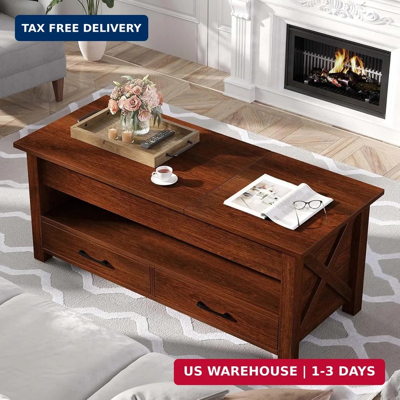 Coffee Table, 47.2" Lift Top Coffee Table with 2 Storage Drawers and gallery