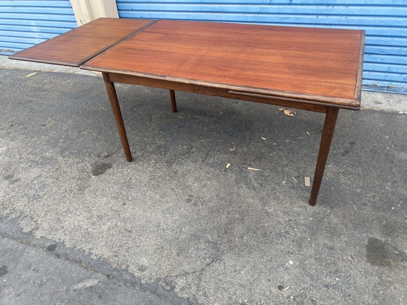 Danish Modern Teak Draw Leaf Dining Table- Restored gallery