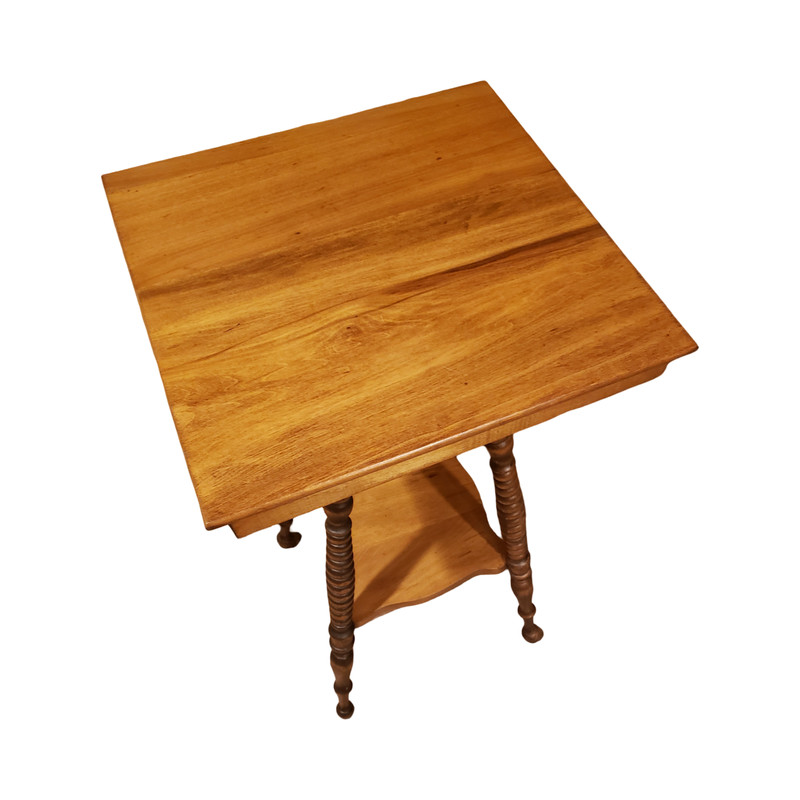 Antique Hand Carved Tiger Oak parlor table 1900s gallery