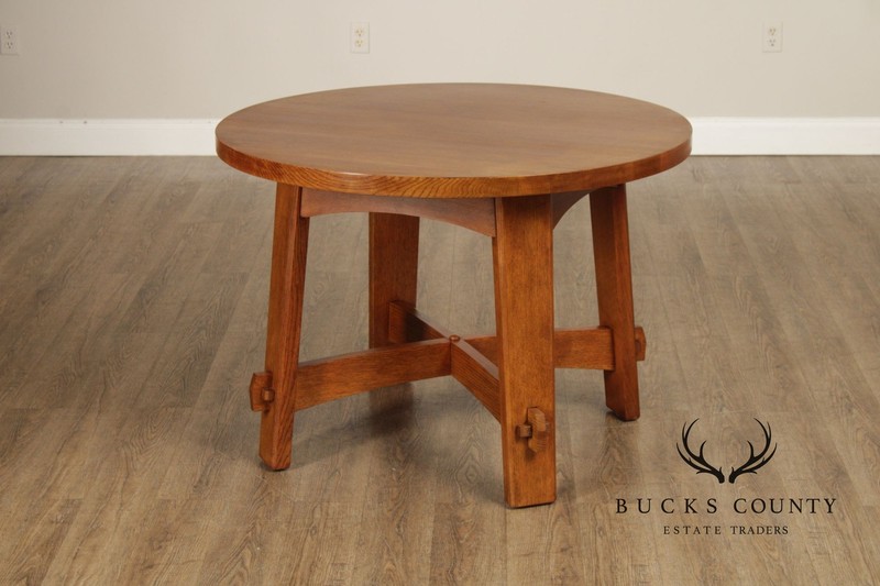 Stickley Mission Collection Round Oak Commemorative Library Table gallery
