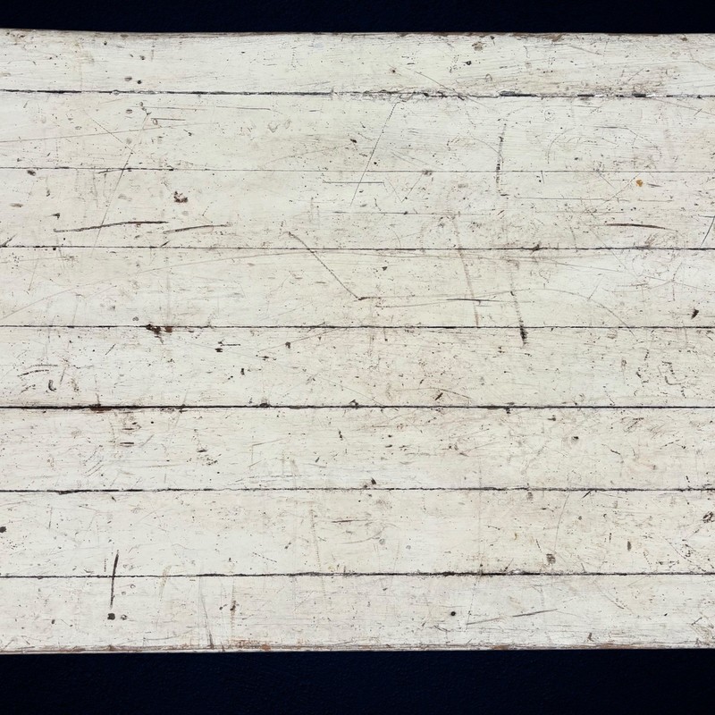 Antique 19thC White Cream Paint Pine Work Dining Harvest Country Farmhouse Table gallery