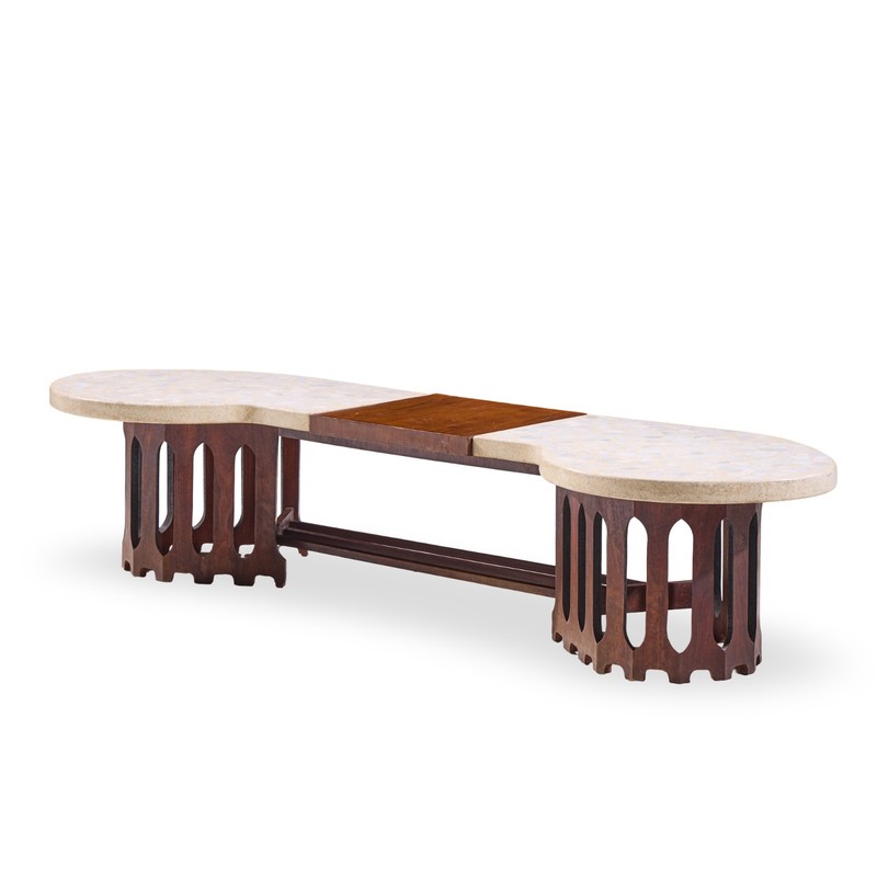 Harvey Probber Mid Century Walnut and Terrazzo Marble Top Coffee Table gallery