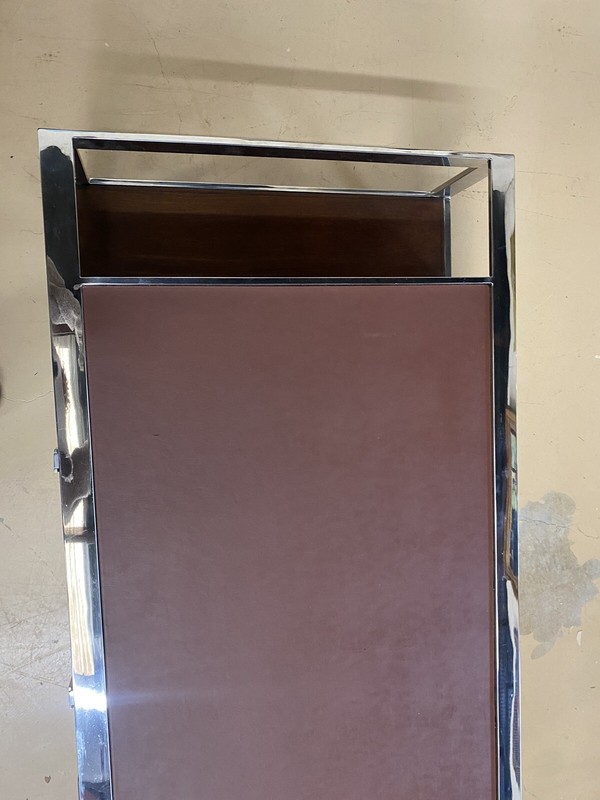 FRENCH MODERN CHROME & LEATHER COFFEE TABLE gallery