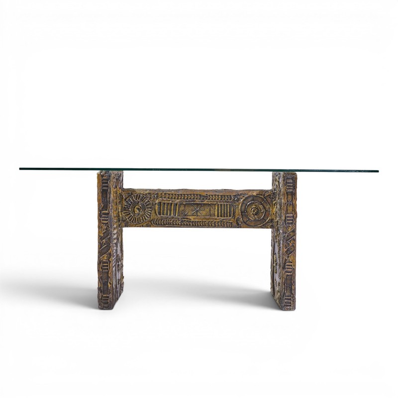 Adrian Pearsall for Craft Associates Midcentury Brutalist Glass Top Dining Table gallery