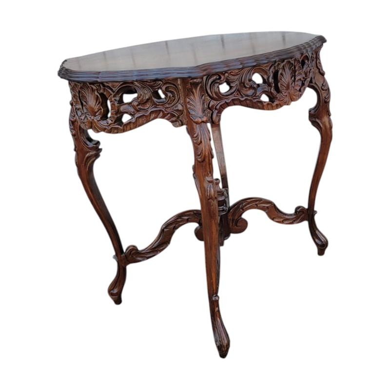 1930 Italian Walnut Center Table Bookmatch Top Hand Carved & Polished Mint gallery