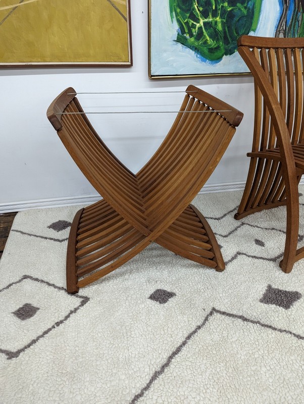 Thomas Lamb bentwood folding TABLE BASE midcentury modern cabana steamer gallery