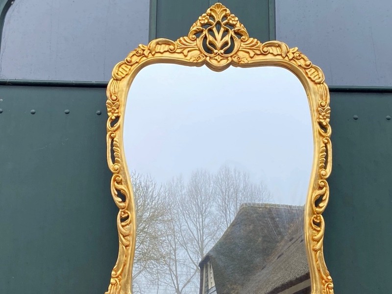 Console with Mirror Set Louis XVI Style Gold Leaf Pink Marble Vintage gallery