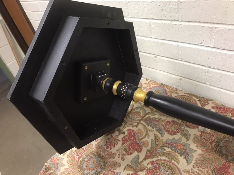 VTG HEXAGON BLACK TOLE PAINTED SIDE END TABLE 27 1/8” TALL X 16 3/4” WIDEST PART gallery
