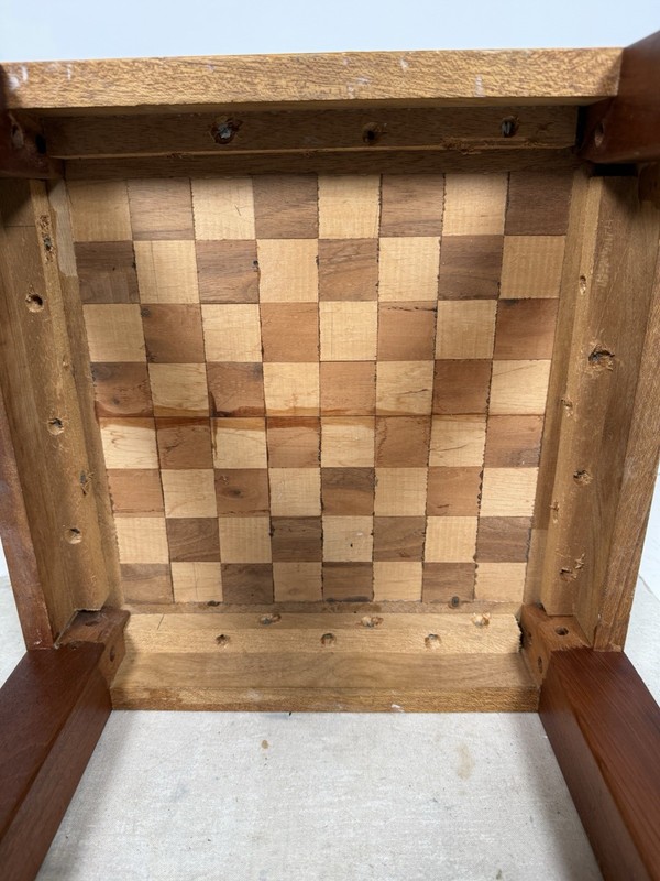 Vintage Parsons Chessboard Side Table Gaming Chess Wood Handmade 1950s 16.5” gallery