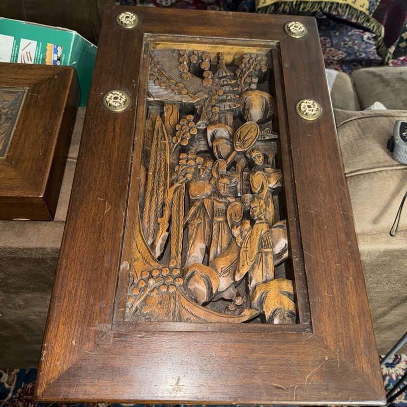 1950 Japanese High Relief carved wooden frame