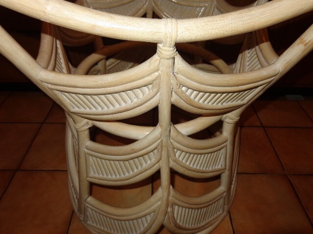 ANTIQUE WICKER & RATTAN HAND MADE DINING TABLE BASE - MISSING GLASS OR WOOD TOP gallery