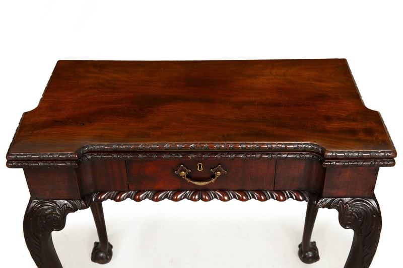 Rare English George III Antique Mahogany Card Game Table circa 1760 gallery