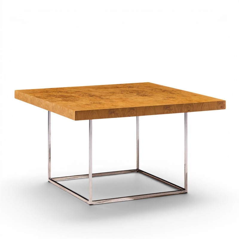Milo Baughman for Thayer Coggin Style Burlwood and Chrome Side Tables - Pair gallery