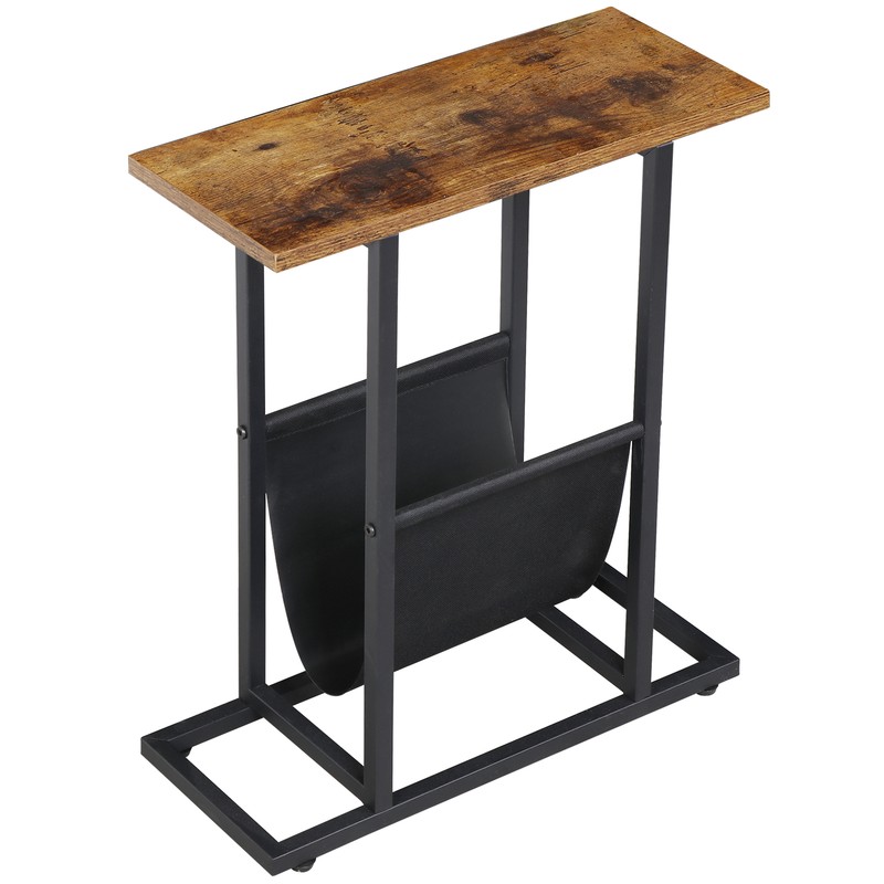 Small Narrow Side Sofa Table End Table Nightstand w/Magazine Holder Rustic Brown gallery