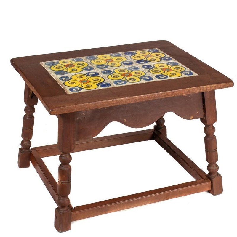 D&M CALIFORNIA TILE TOP SIDE TABLE – EARLY 20TH C (AF1-021)
