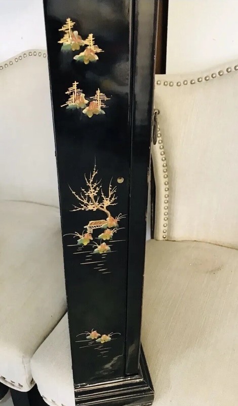 Antique Oriental Lacquered Chinese Hand Painted Wall Shelf Display Cabinet gallery
