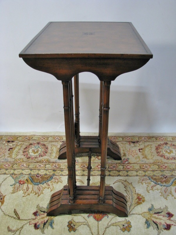 Theodore Alexander Set of 4 Georgian Style Mahogany Nesting Tables Faux Bamboo gallery