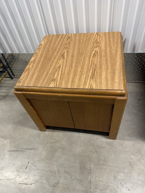 Vintage Lane Oak Cube End Table w/ Storage Cabinet – 1975 Mid-Century Modern gallery