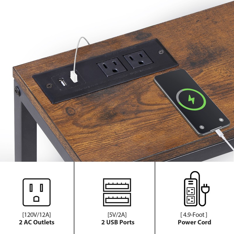 70.8" Console Table w/Power Outlets & USB Ports Narrow Sofa Behind Couch Table gallery