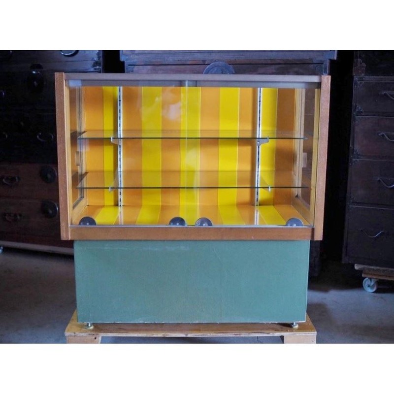 Showa Retro Pop Glass Display Case Japan Used S10055