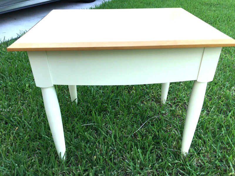 ETHAN ALLEN AMERICAN DIMENSIONS END TABLE WITH DRAWER TWO TONE MAPLE / IVORY gallery