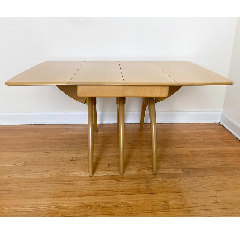 Mid Century Modern Dining Table Wishbone Arch Heywood Wakefield 2 Leaves Wheat gallery
