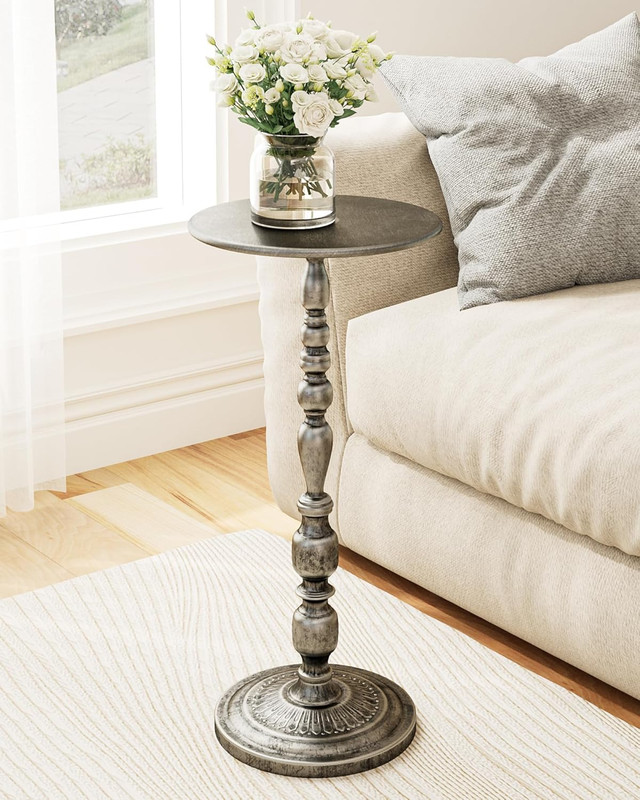 Art Deco Silver Side Table – 25″ Accent Table in Polished Brass Finish