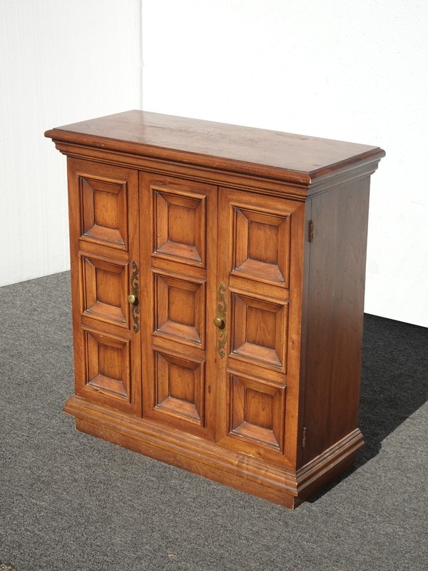 Vintage Mid Century Modern Brown Side Console Cabinet w Two Doors gallery