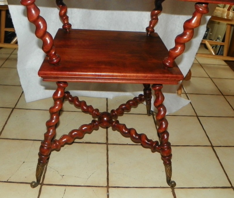 Cherry Barley Twist Center Table / Parlor Table with Brass Feet (RP) (PRT27) gallery