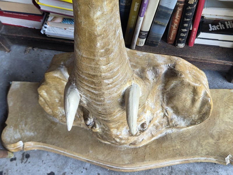 Unique 1976 Chapman Elephant Sconce Console Table Stone Carved Good Condition gallery