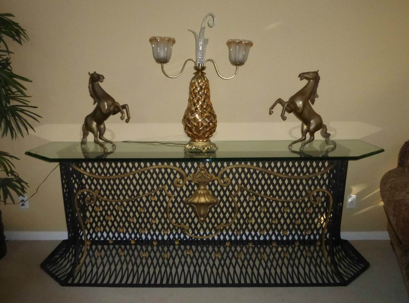 Vintage Designer Custom Hand Made Iron Entry Console Table Spanish Style gallery