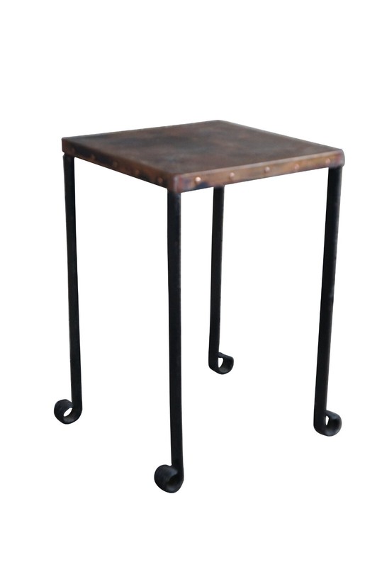 Mid Century Copper & Iron Modern Side Table Plant Sculpture Stand gallery